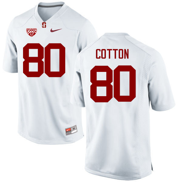 Men Stanford Cardinal #80 Eric Cotton College Football Jerseys Sale-White